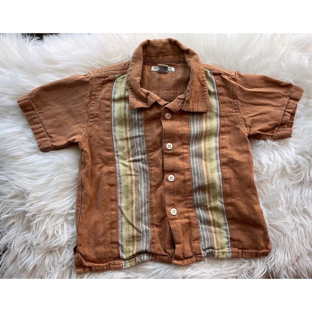 Vintage Guatemalan hand woven cotton toddler shirt